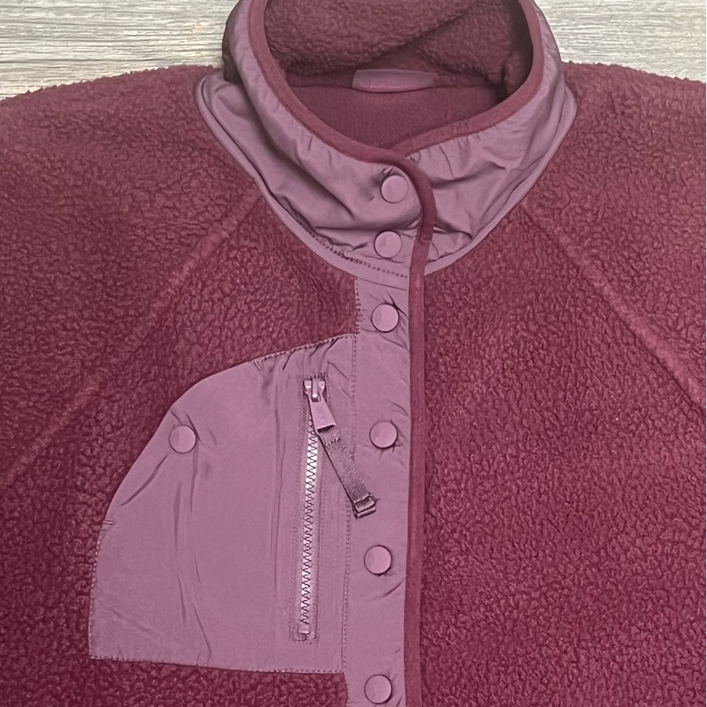 NWT Free People Movement x Hatch Hit The Slopes Fleece Jacket Medium Deep Maroon - Picture 4 of 15
